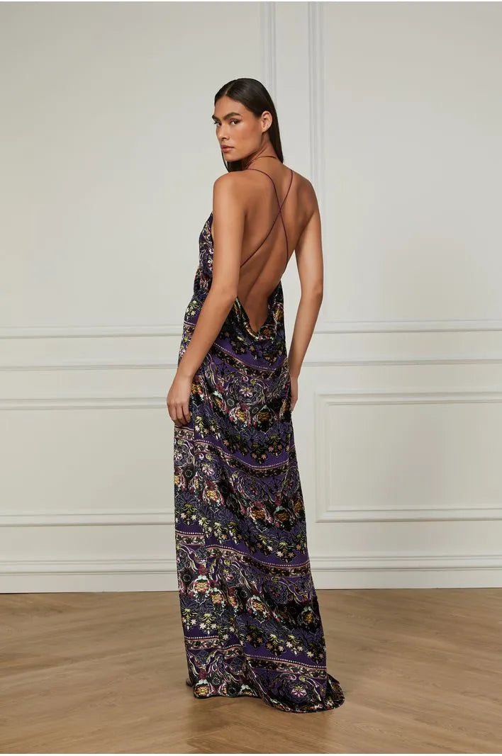 Vestido Longo Fluído Com Decote Profundo Nas Costas - Animale