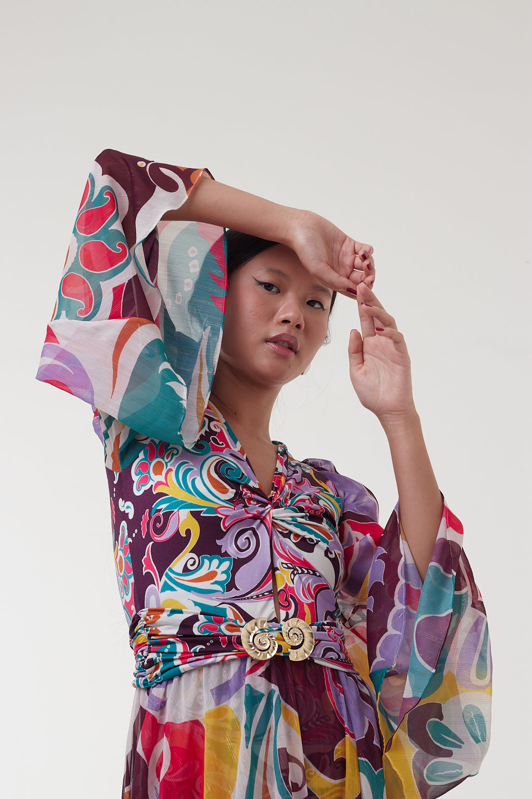 Vestido Longo Franzido Tokyo Multicolor – PatBo