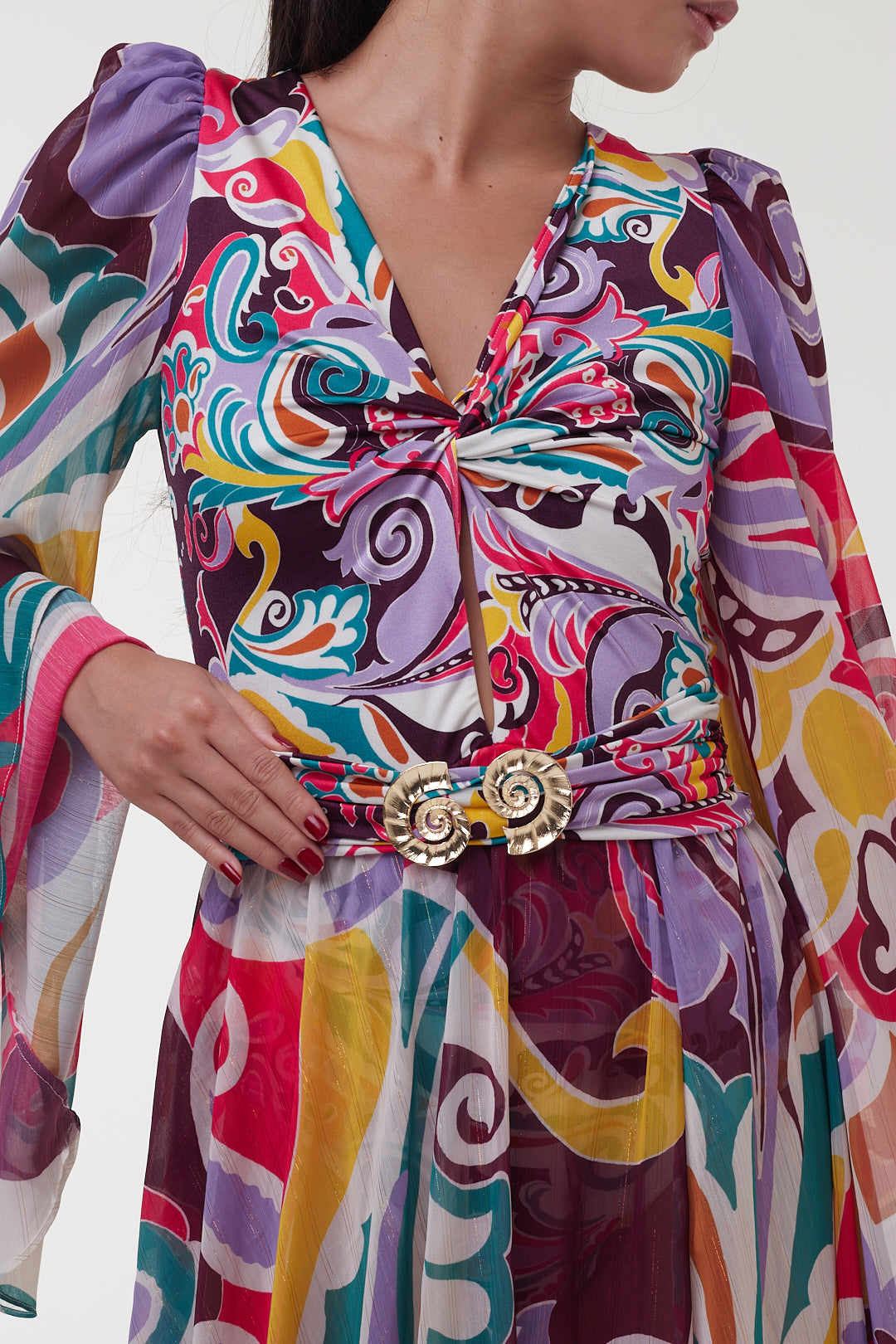 Vestido Longo Franzido Tokyo Multicolor – PatBo