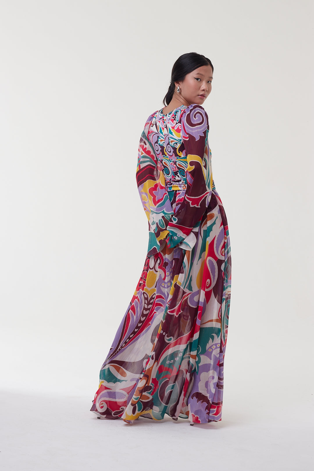 Vestido Longo Franzido Tokyo Multicolor – PatBo