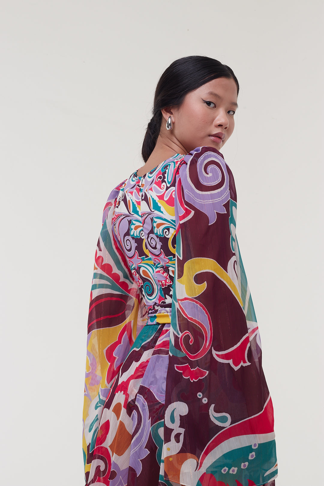 Vestido Longo Franzido Tokyo Multicolor – PatBo