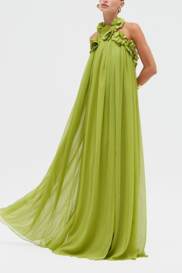 Vestido Longo Cetim Rafine Verde - PatBo
