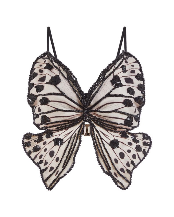 Butterfly Embroidered Top Black (RUNWAY) - PatBo