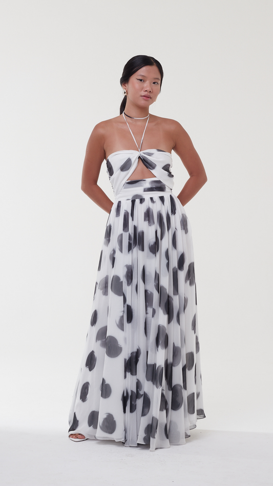 Vestido Asha Poá Preto e Branco - Candy Brown