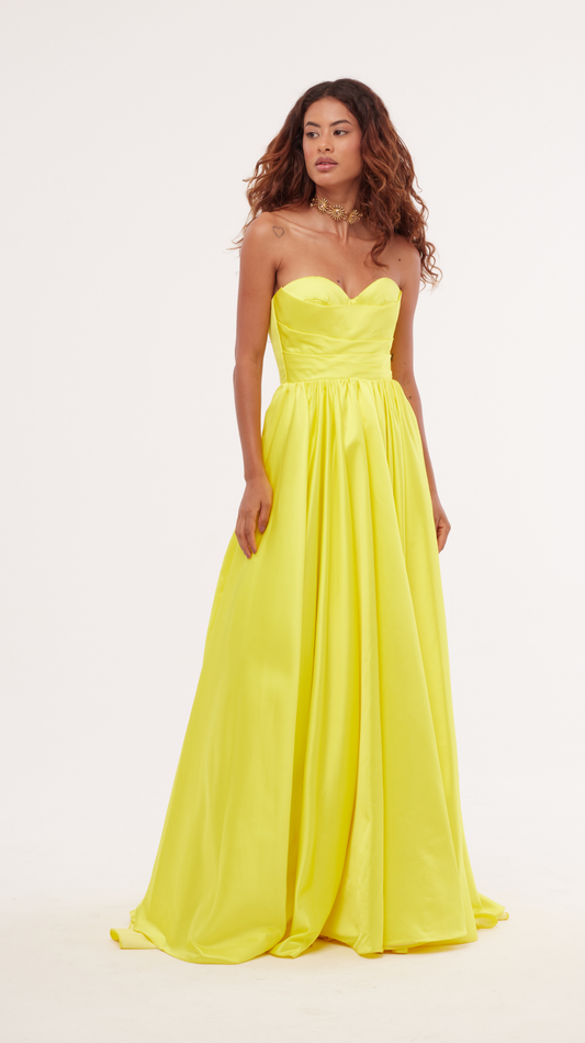 Vestido Estruturado Amarelo com Laço - ER