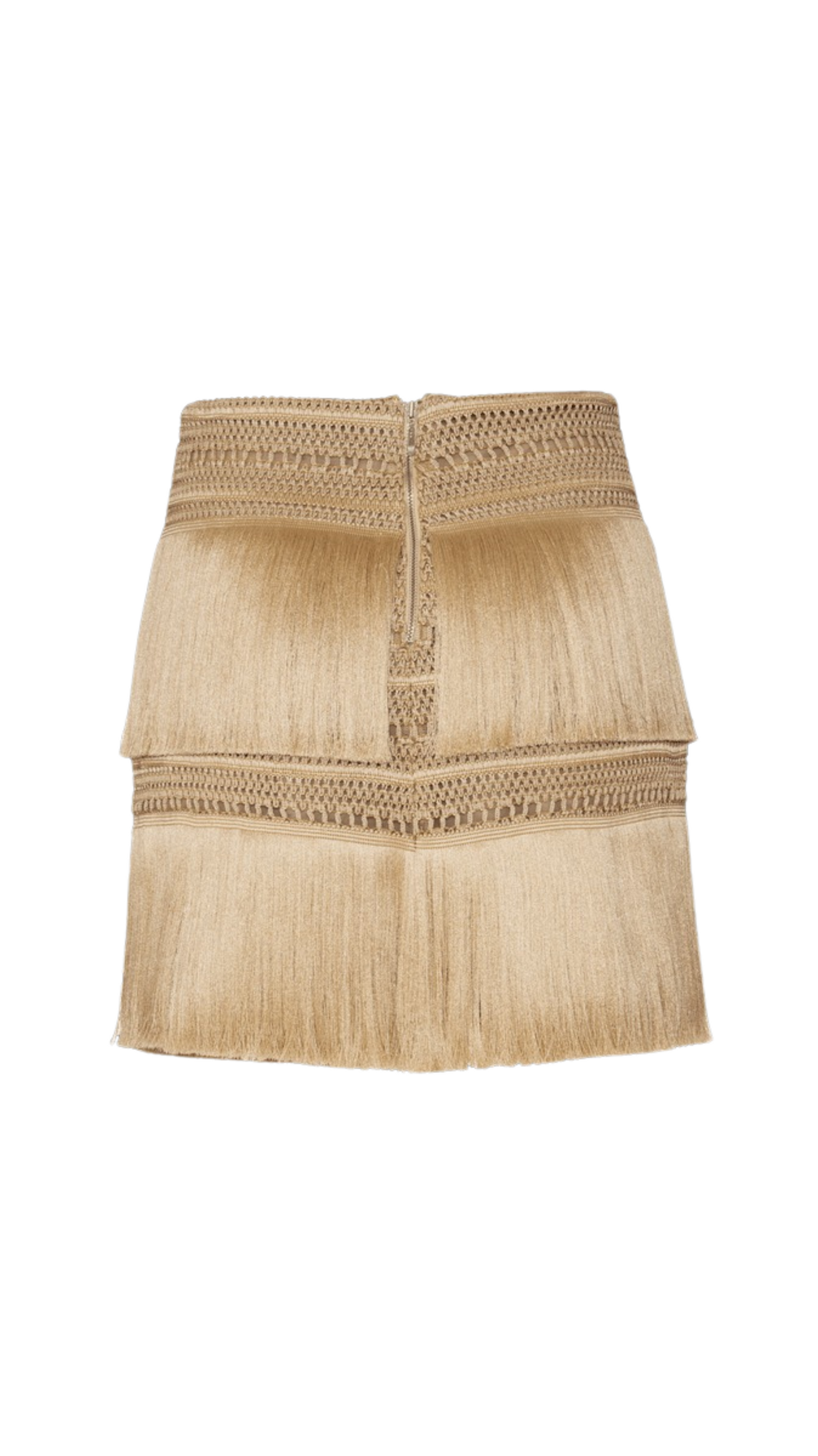 Saia Curta Color Fringe Bege - PatBo