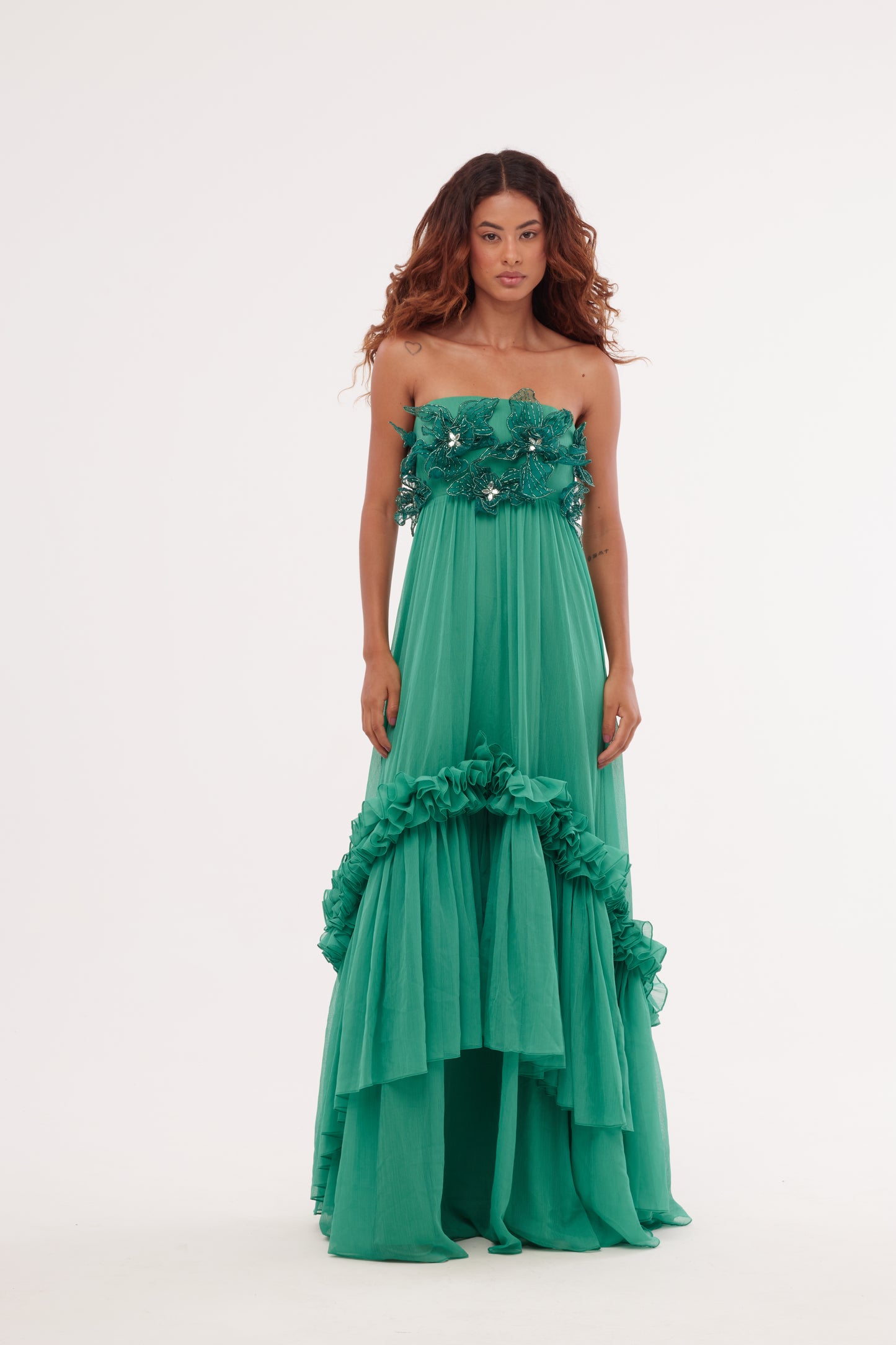 Vestido Longo Silky Grace Aura Verde Escuro – PatBo