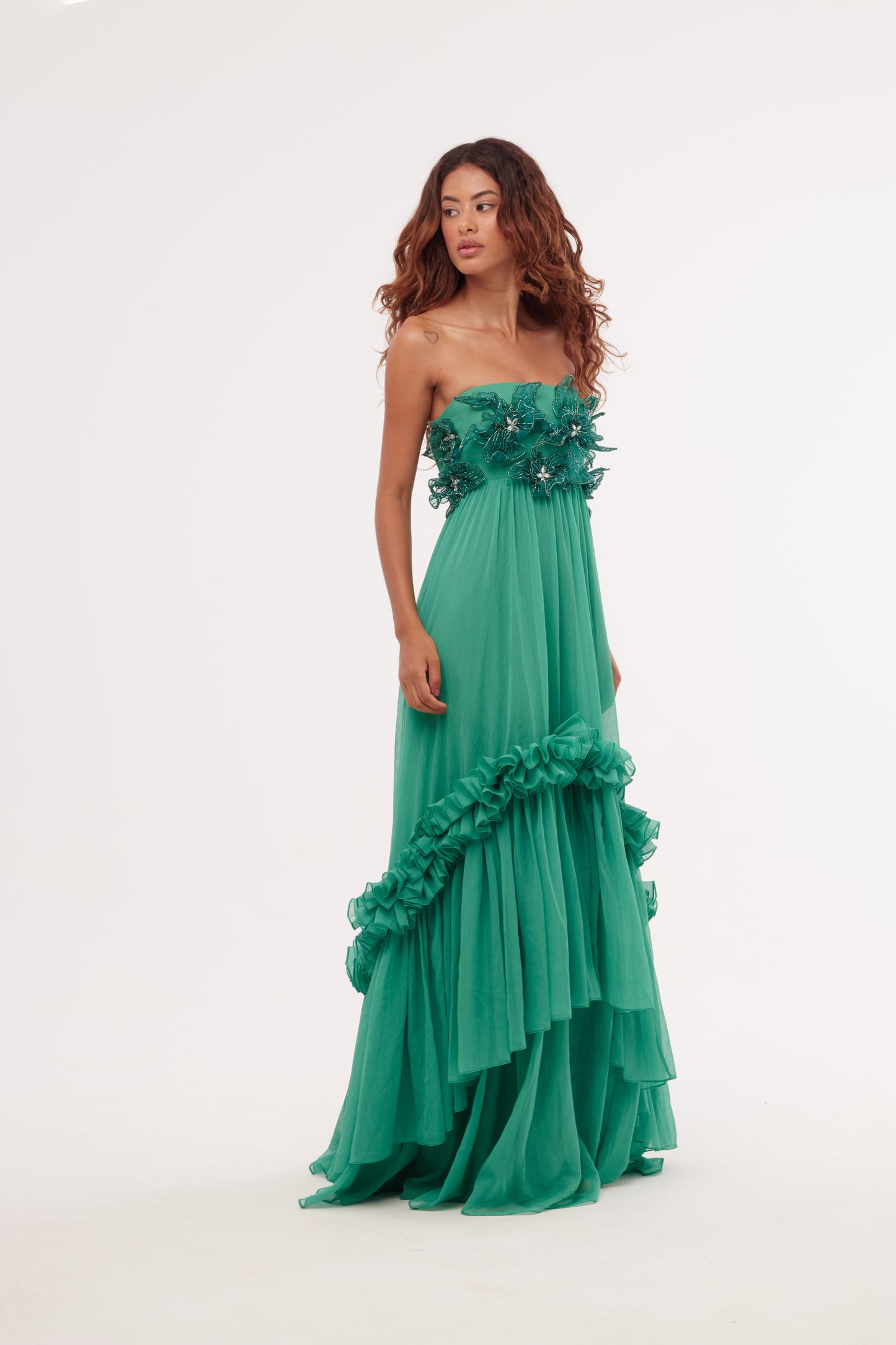 Vestido Longo Silky Grace Aura Verde Escuro – PatBo