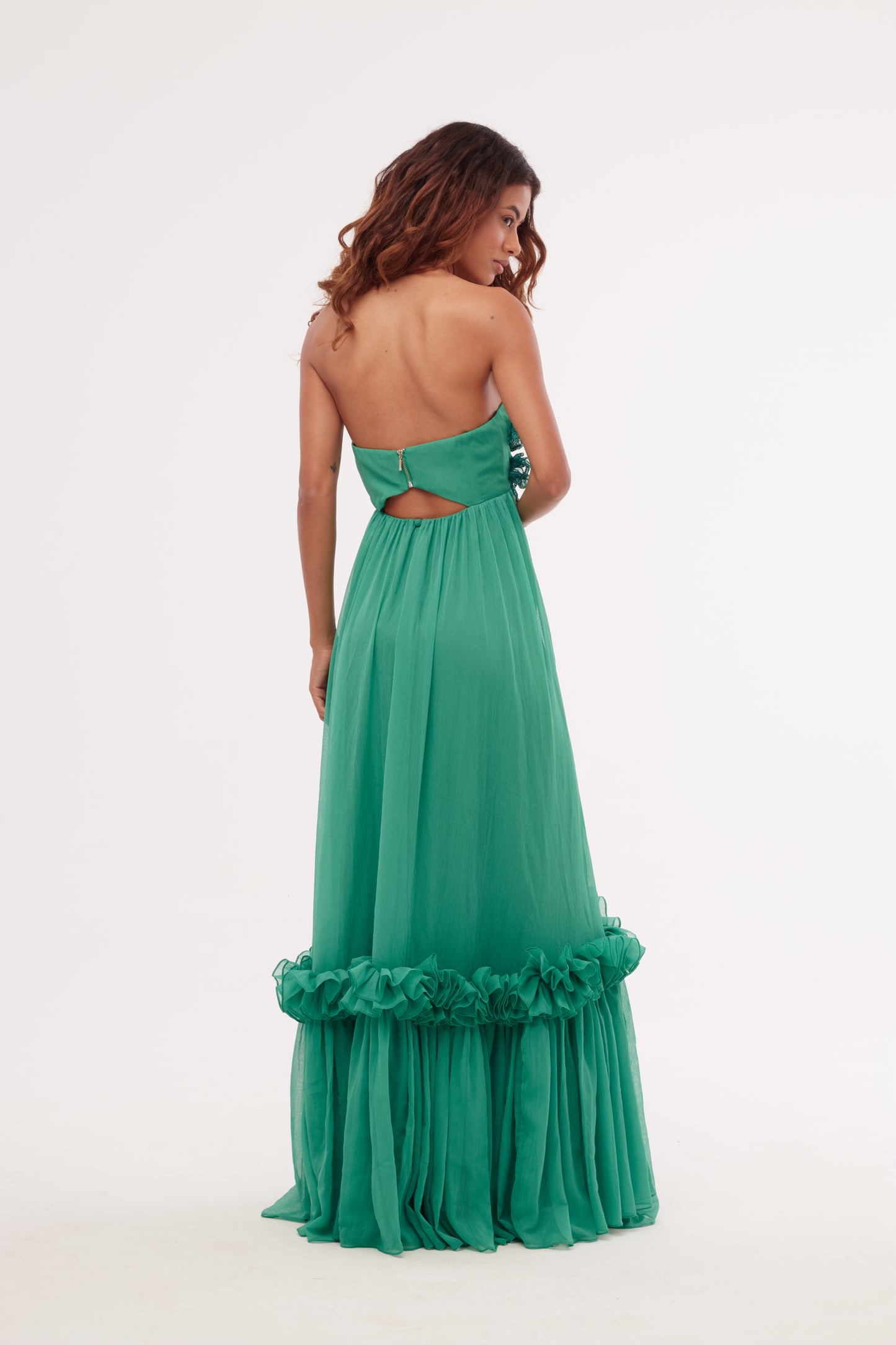 Vestido Longo Silky Grace Aura Verde Escuro – PatBo