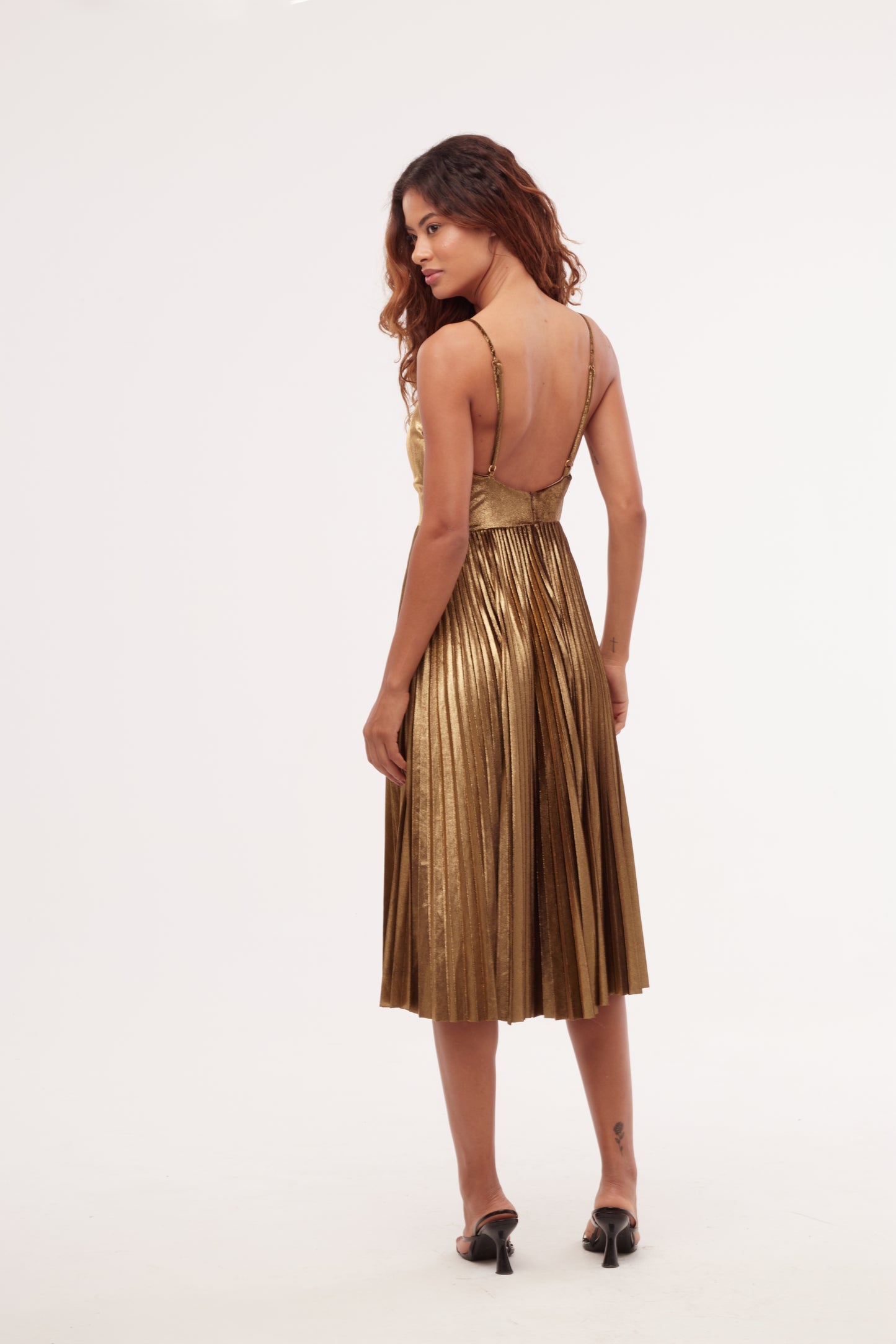 Vestido Cobre Plissado - PatBo