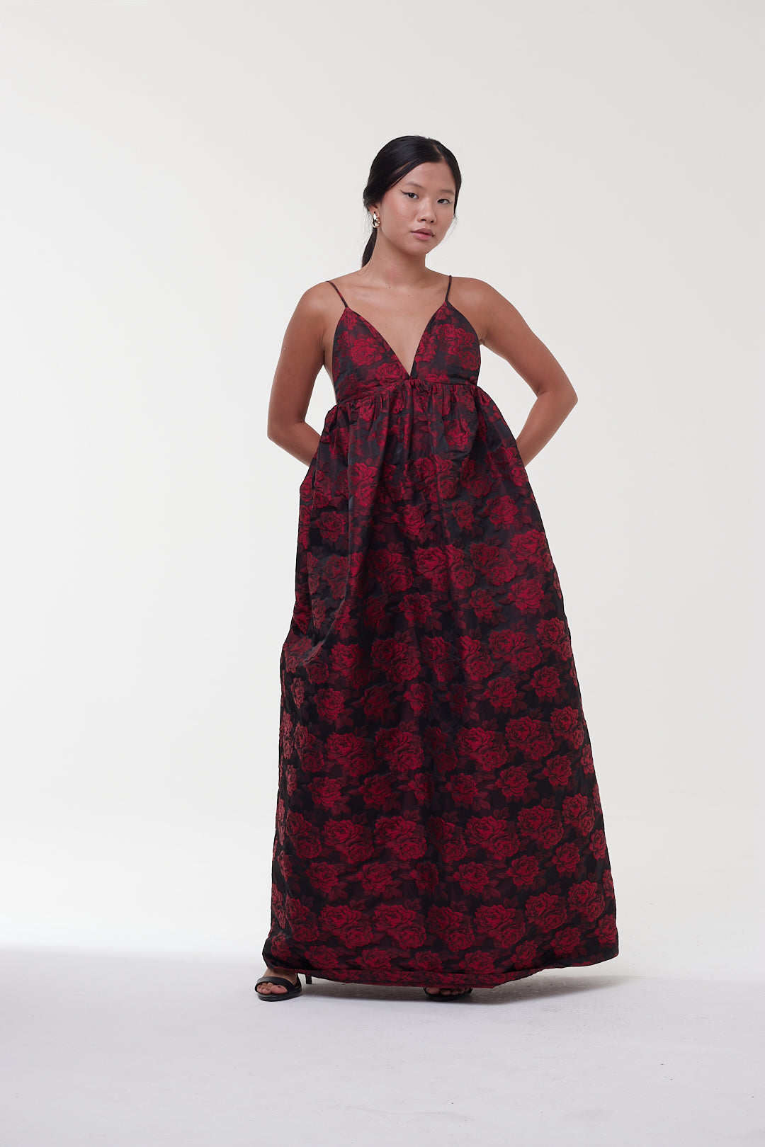 Vestido Botanical Jacquard Long Strap - Ganni
