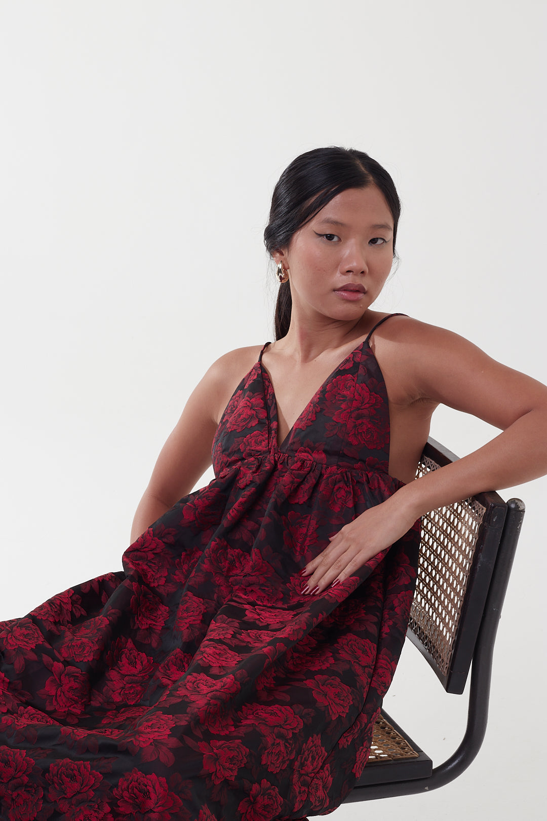 Vestido Botanical Jacquard Long Strap - Ganni