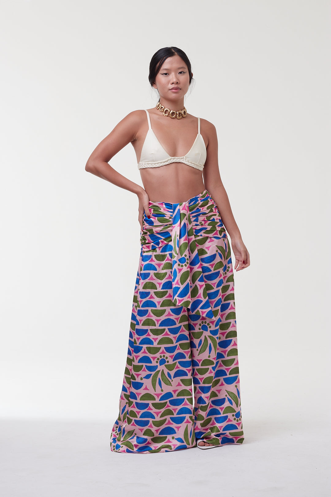 Calça Azul e Rosa Estampas - PatBo