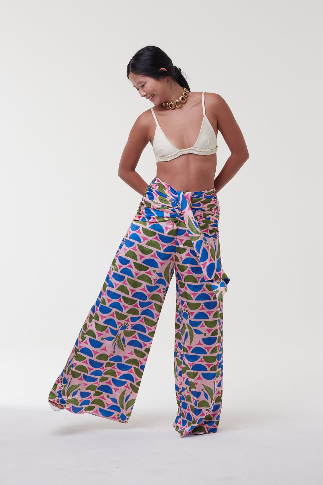Calça Azul e Rosa Estampas - PatBo