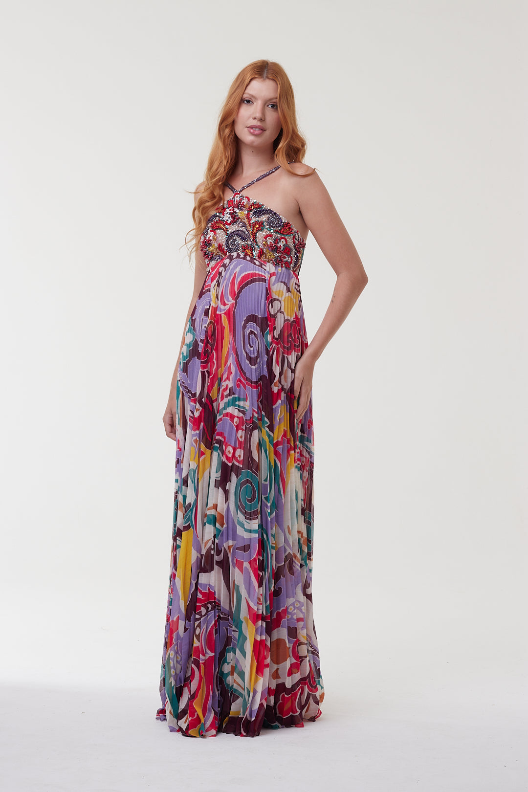 Beaded Daydreamer Pleated Gown - PatBo