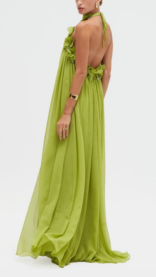 Vestido Longo Cetim Rafine Verde - PatBo