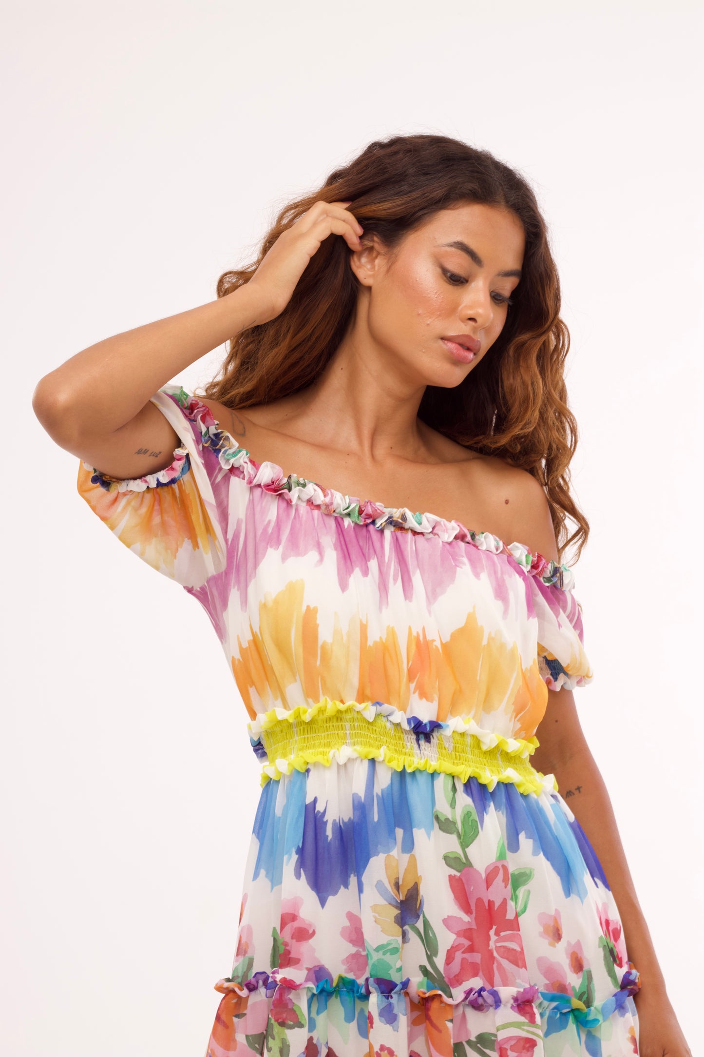 Vestido Off The Shoulder Pastel - PatBo