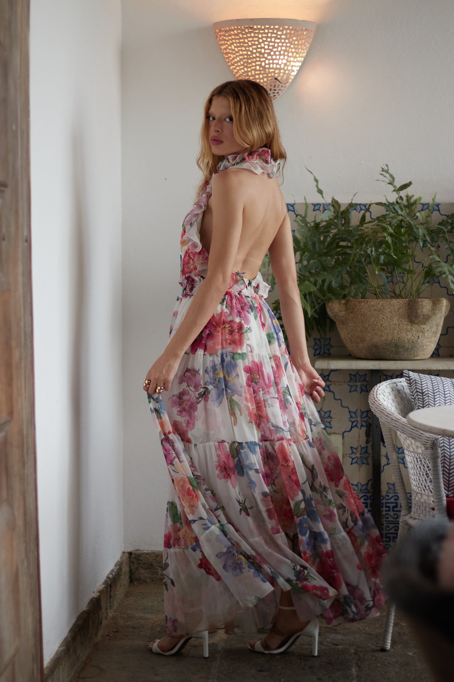 Vestido Longo Estampado Orquídea Aquarela - PatBo