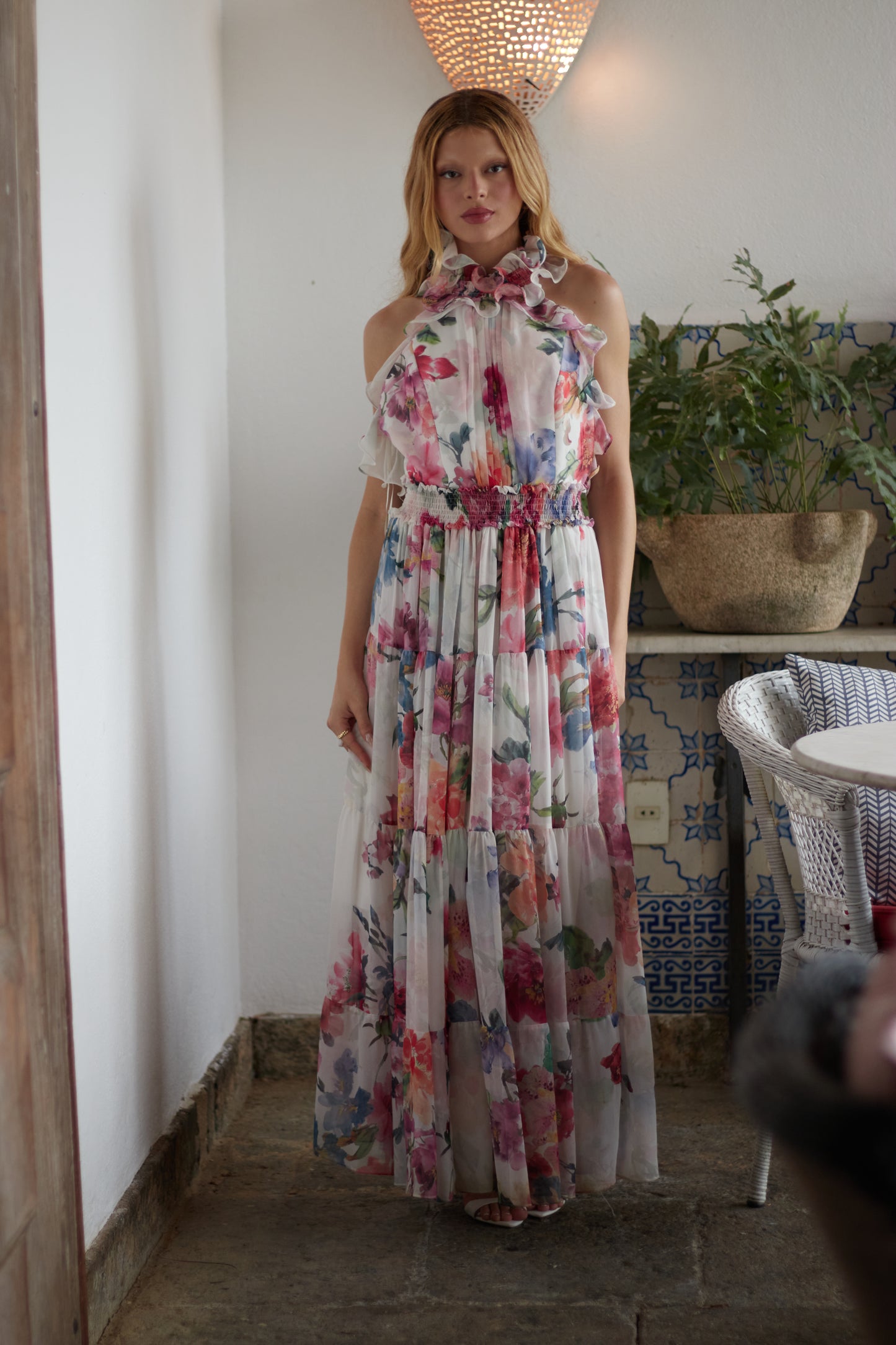 Vestido Longo Estampado Orquídea Aquarela - PatBo