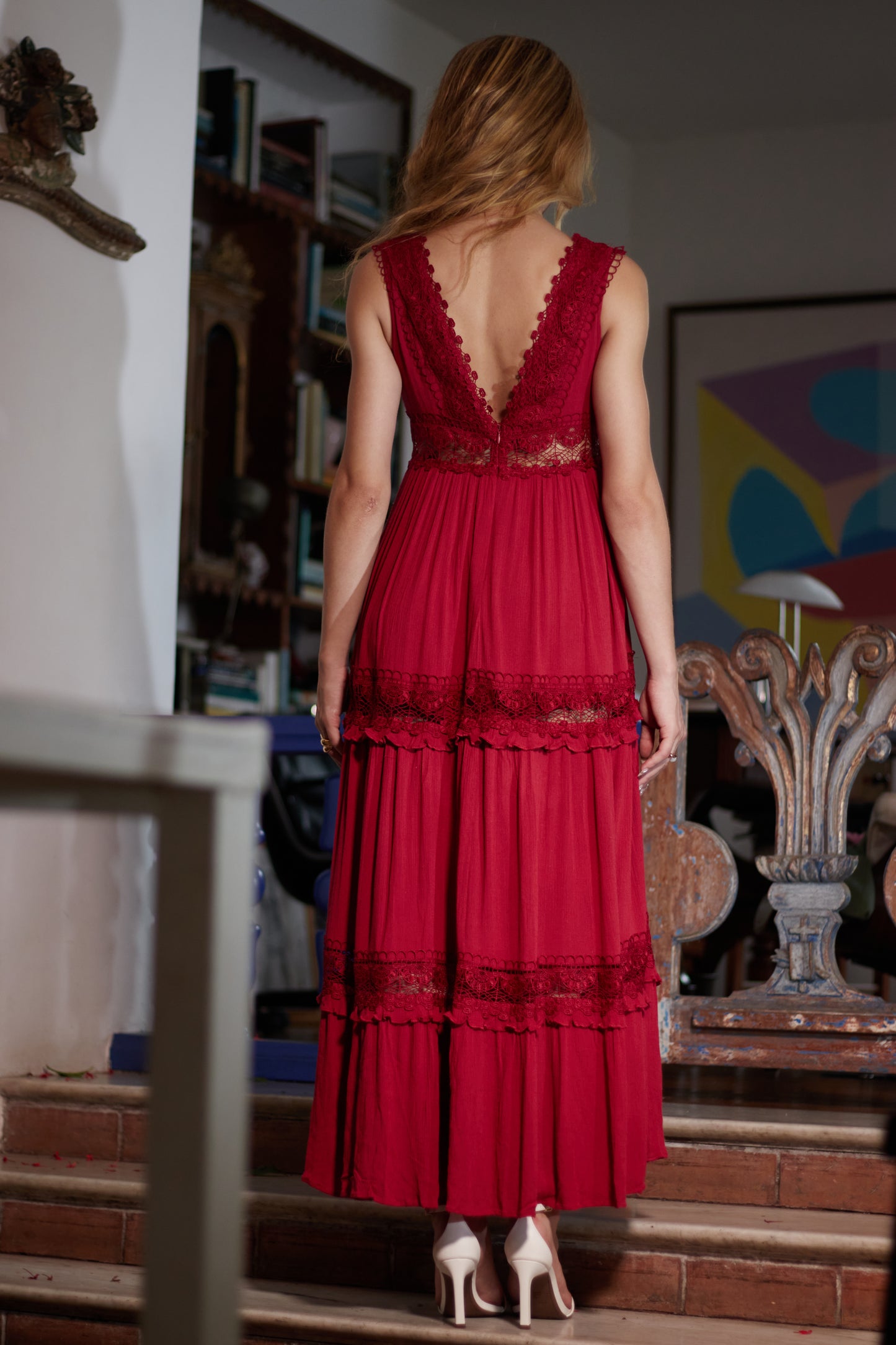 Vestido longo com renda - Forever 21