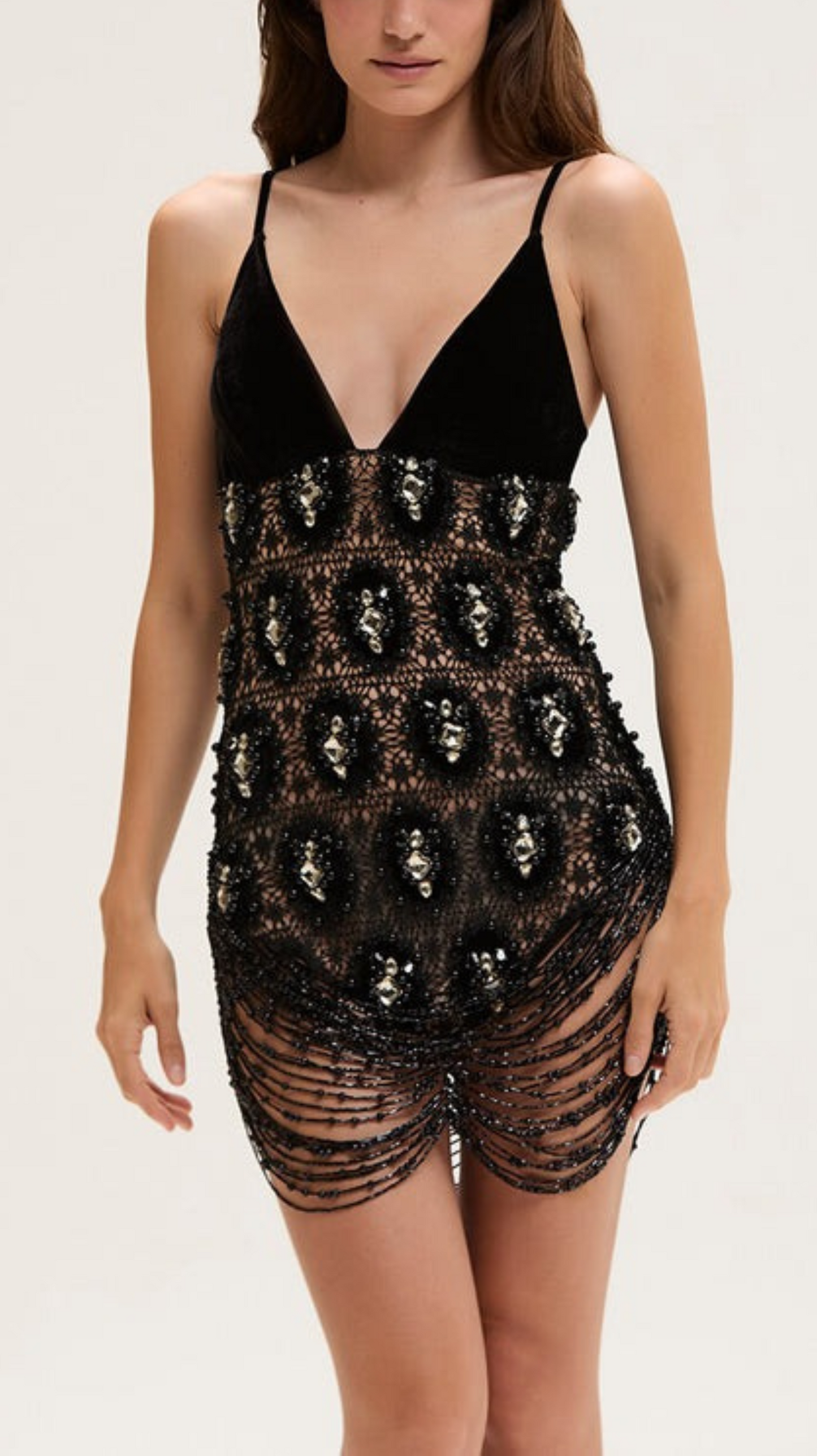 Vestido Curto Embroidery Velvet Preto - PatBo